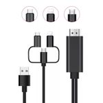 Micro 8 Pin Type C IPHONE LIGHTNING TO HDTV HDMI 3 In 1 Braided Cast Wire Universal Phone To HDTV 2K Cable