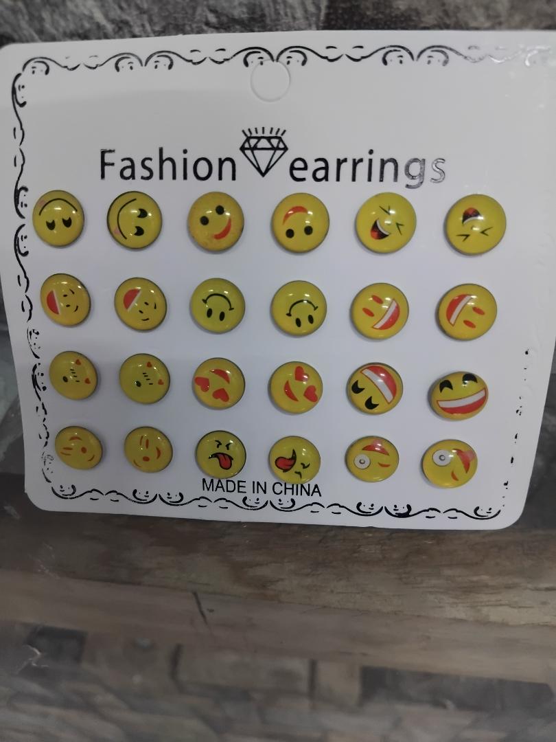 12 pairs of emoji fashion stud earrings features hypoallergenic, stainless steel construction that’s non-tarnish. Perfect for everyday wear, they add fun and style while ensuring comfort a