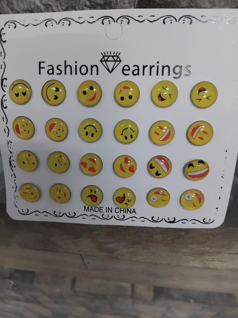 12 pairs of emoji fashion stud earrings features hypoallergenic, stainless steel construction that’s non-tarnish. Perfect for everyday wear, they add fun and style while ensuring comfort a