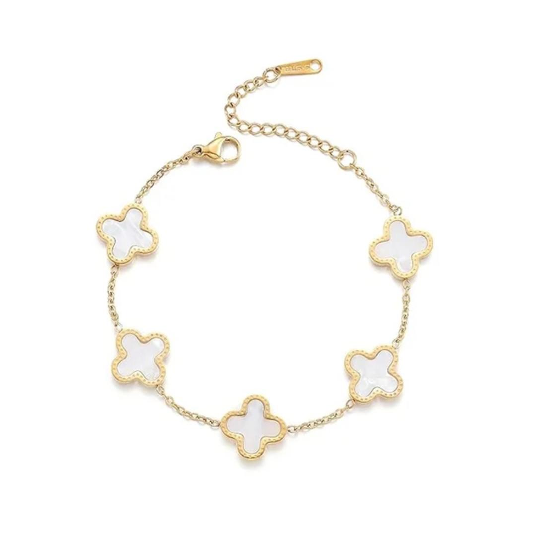 4 Clover Van Cleef Bracelet – Fashionable, Classy, Hypoallergenic, Gold-Coated Stainless Steel, Non-Tarnish, Best-Selling Accessory for Timeless Elegance and Style.