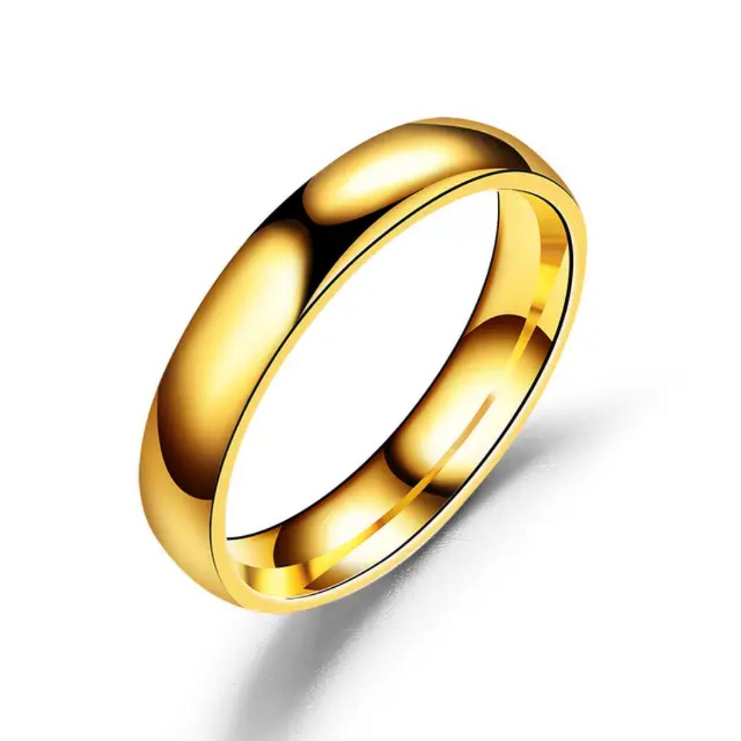"2PCS Gold-Coated Couple Ring Set for Wedding, Engagement, or Promise Rings - Elegant Matching Bands for Him and Her"
