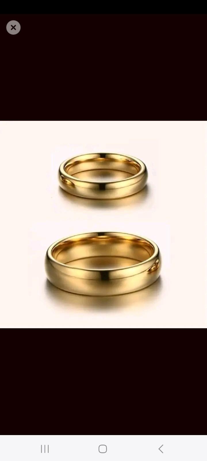"2PCS Gold-Coated Couple Ring Set for Wedding, Engagement, or Promise Rings - Elegant Matching Bands for Him and Her"