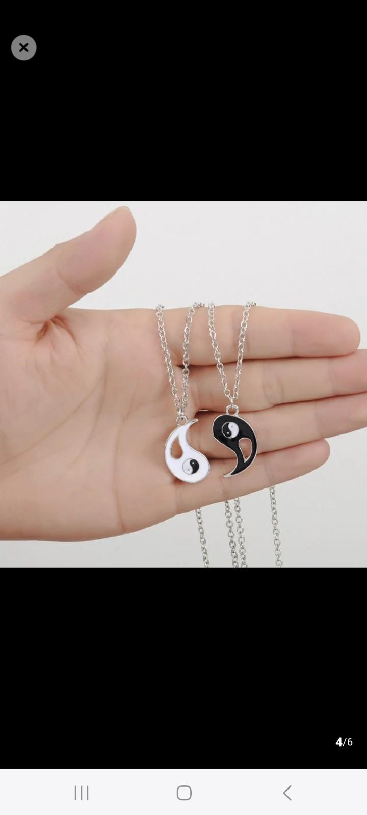 Couple Jewelry yin yang broken Necklaces  Best Friend  Pendant  2 Charms Best Friends  Necklace