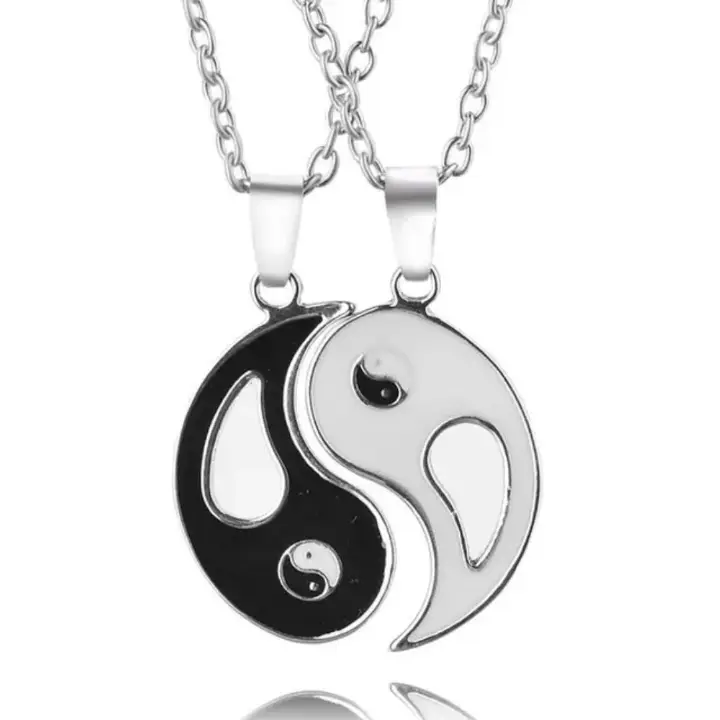 Couple Jewelry yin yang broken Necklaces  Best Friend  Pendant  2 Charms Best Friends  Necklace