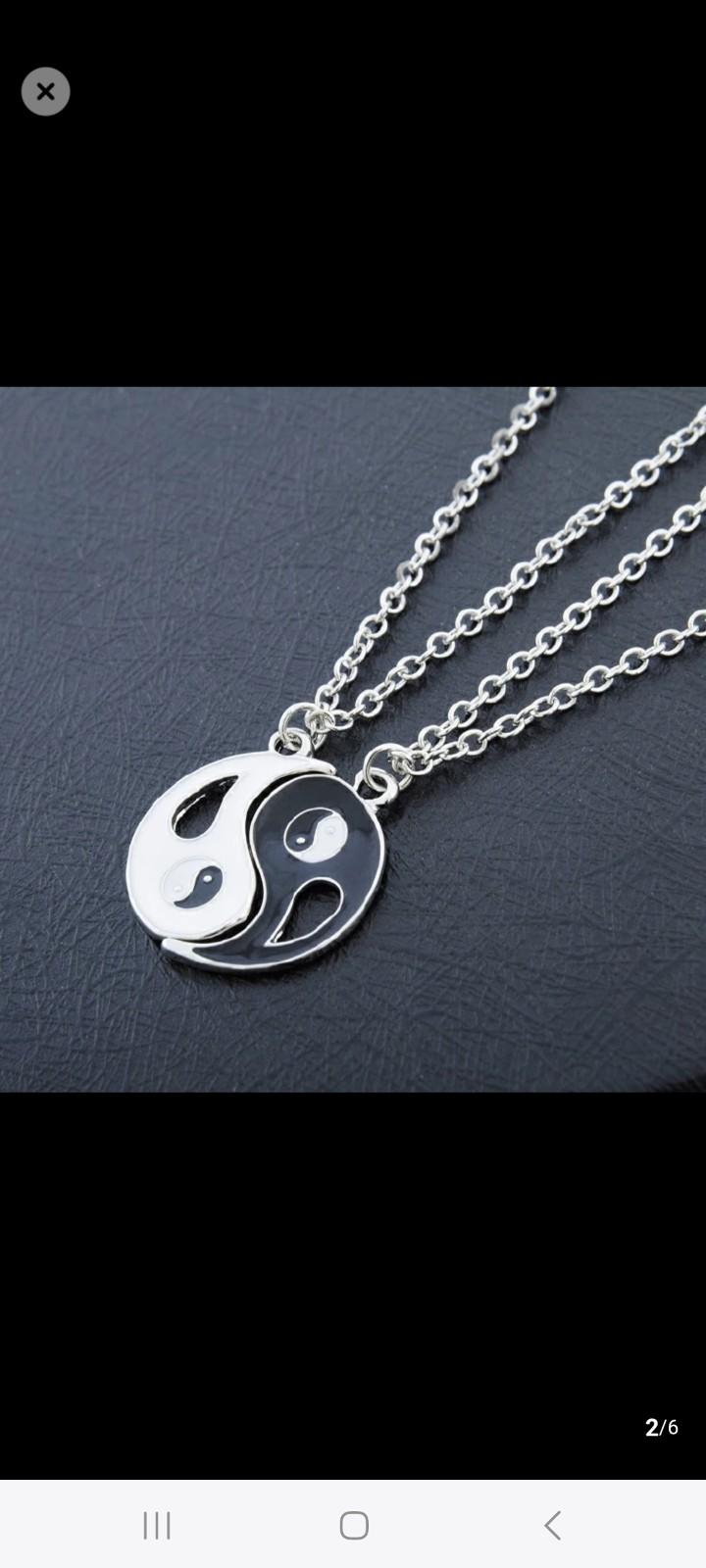 Couple Jewelry yin yang broken Necklaces  Best Friend  Pendant  2 Charms Best Friends  Necklace