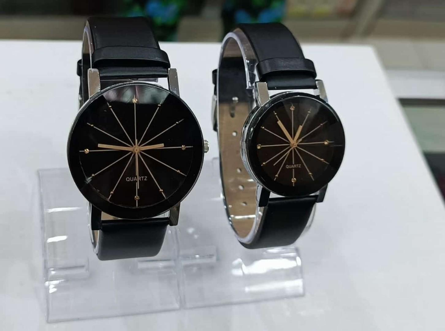 2 pcs/set imported high quality fashion luxury couple wrist watches simple spot meridian ray watch for man and woman leather casual student quartz watches valentines day gift for lovers