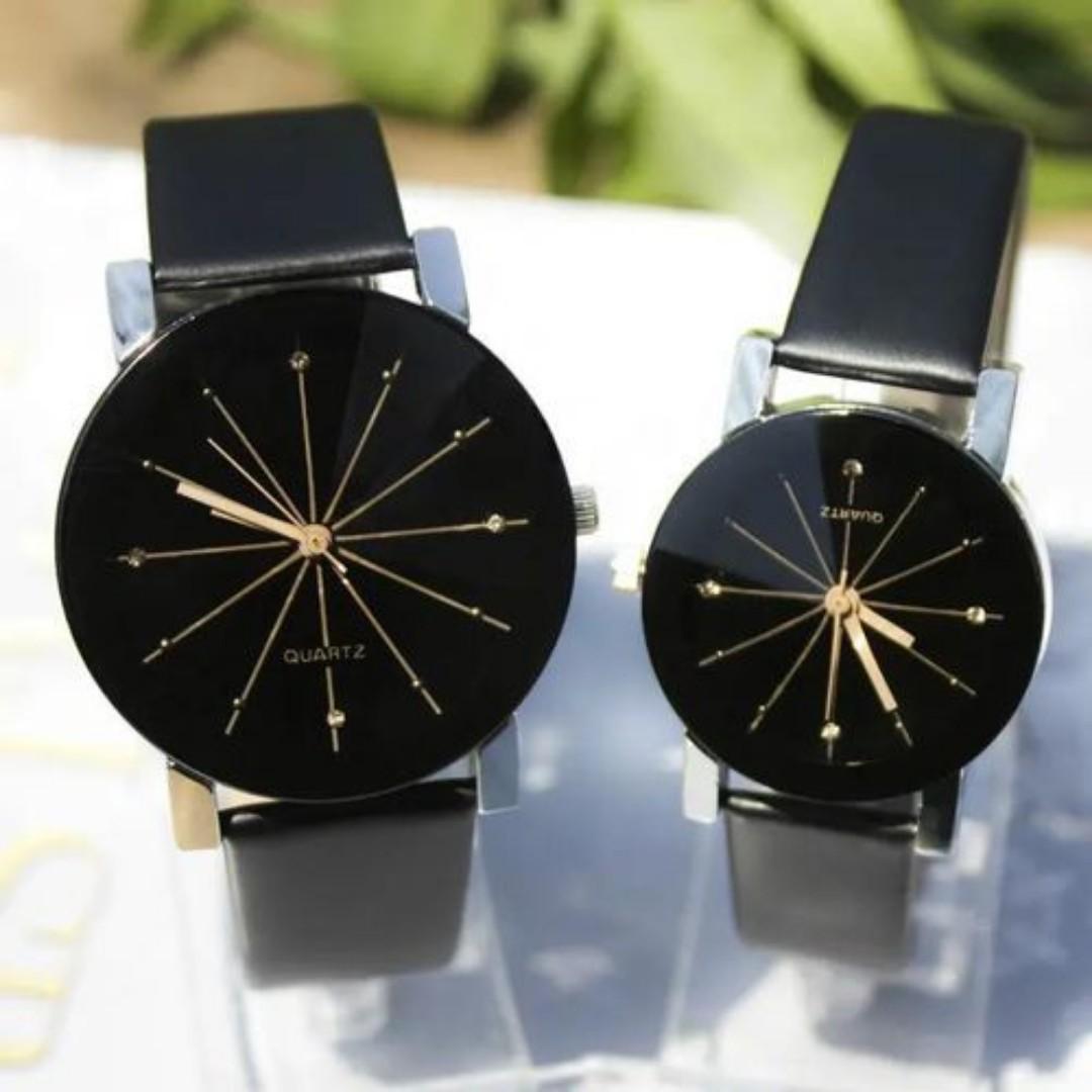2 pcs/set imported high quality fashion luxury couple wrist watches simple spot meridian ray watch for man and woman leather casual student quartz watches valentines day gift for lovers