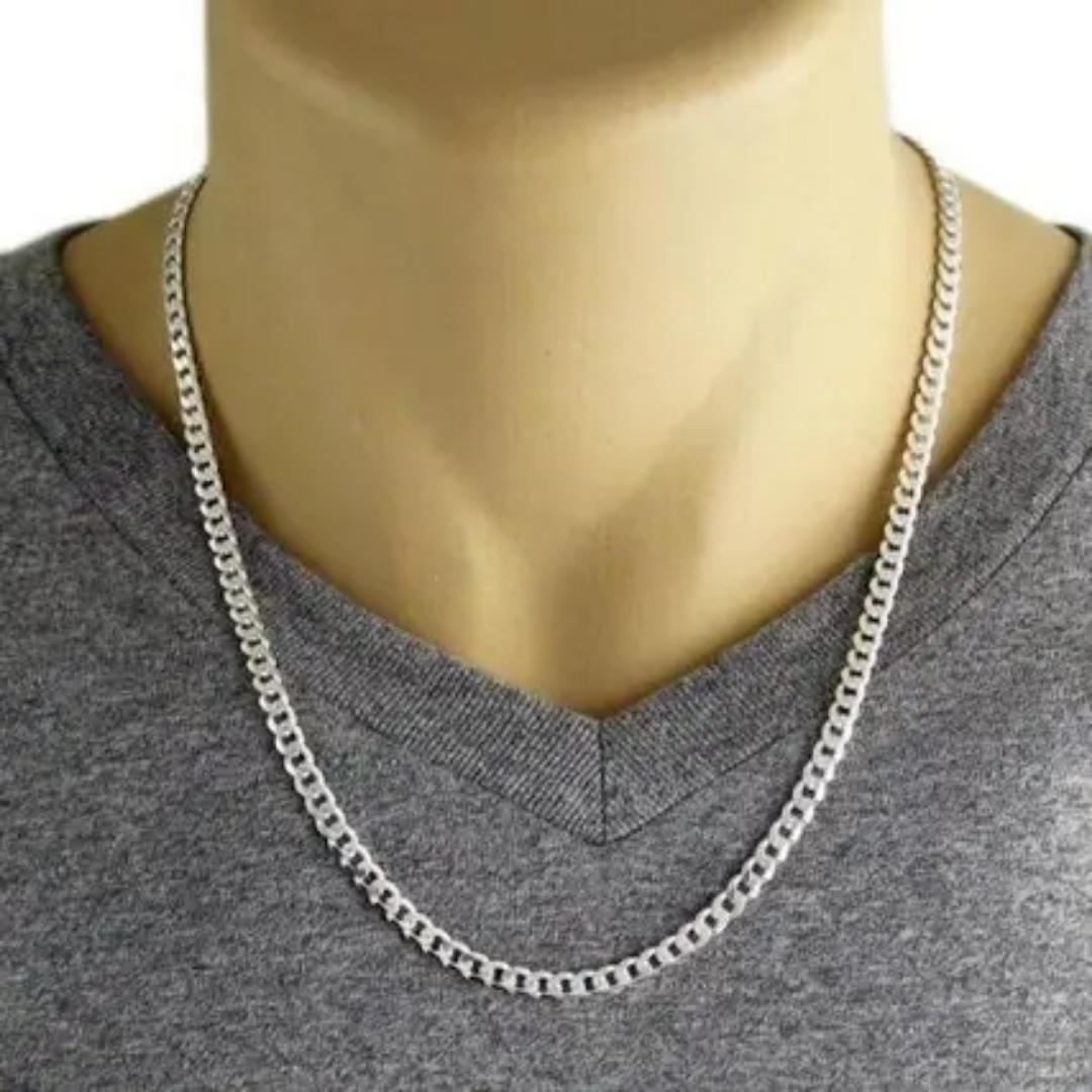 Elegant Silver Men's Chain Necklace, 30cm Long, Fashion Stainless Steel, Non-Tarnish, Metallic Design, Stylish & Durable for Daily Wear. Perfect Accessory for Modern Men's Fashion.