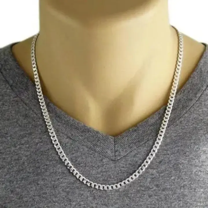 Elegant Silver Men's Chain Necklace, 30cm Long, Fashion Stainless Steel, Non-Tarnish, Metallic Design, Stylish & Durable for Daily Wear. Perfect Accessory for Modern Men's Fashion.