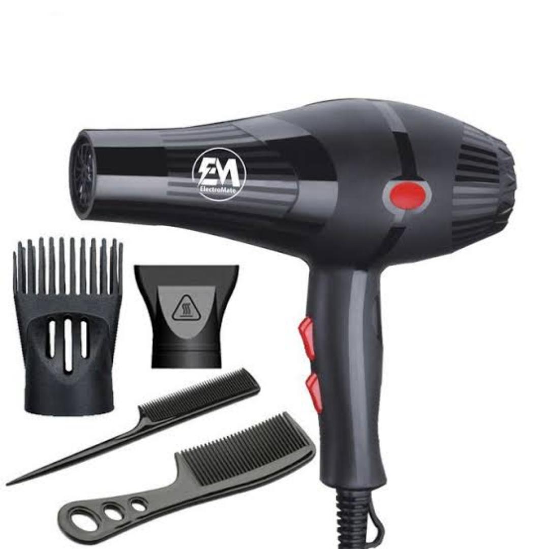 ElectroMate Blow Dryer Hair Blower 2200W with 3 Speed & 2 Temperature Settings – Includes 2 Styling Nozzle & 2 Comb Attachments for Versatile Hair Styling