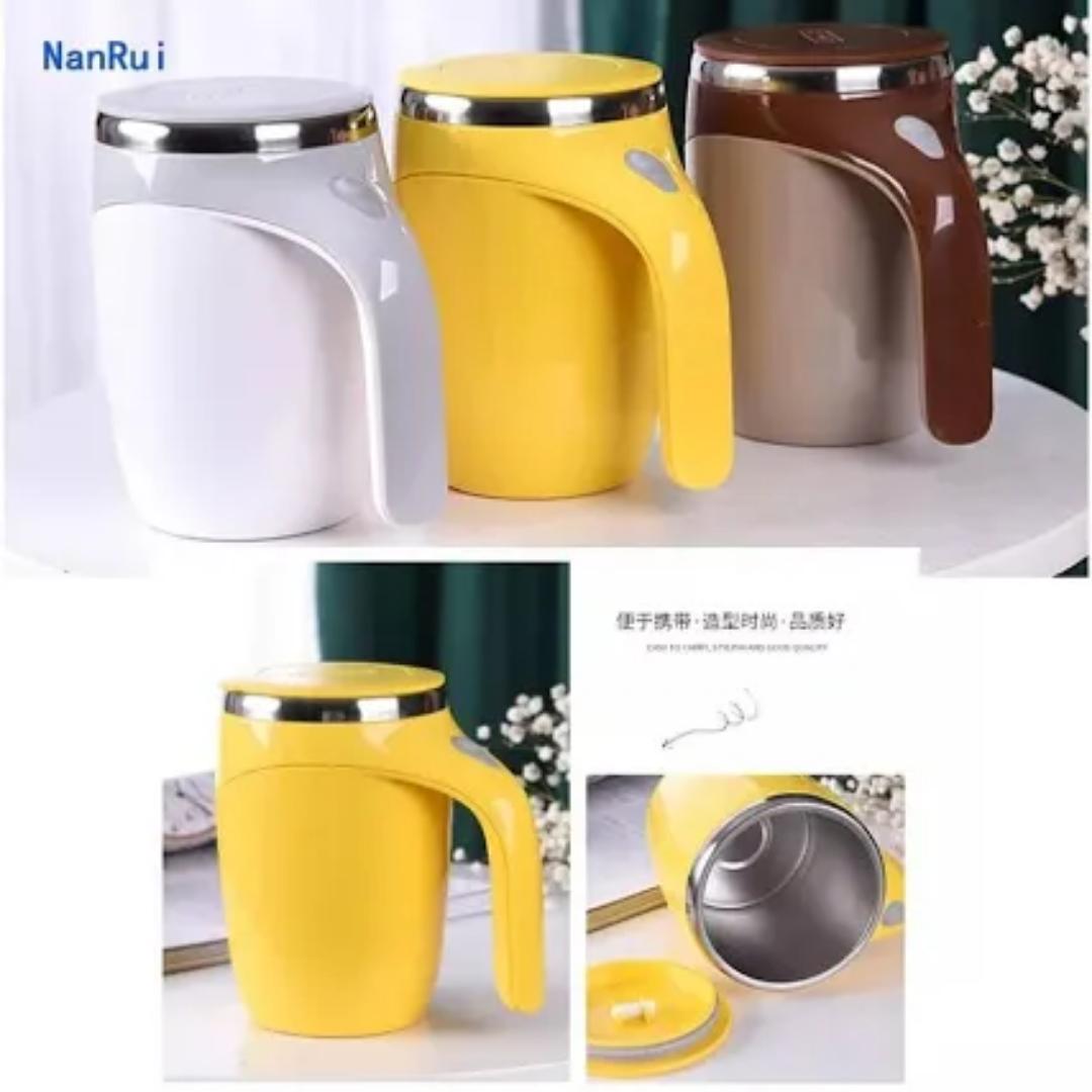 AAA Battery Powered 380ml Stainless Steel Magnetic Self Stirring Coffee Mug – Portable Auto Mixing Cup for Coffee, Tea, Protein Shakes, Hot Chocolate & More – Spill-Resistant Travel Mug