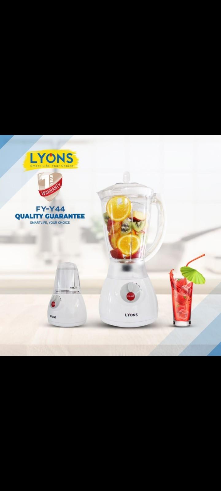 NEW IN!! Lyons FY-Y44 1.5L High-Performance 2-in-1 Blender with Grinder – Powerful Motor, Stainless Steel Blades, Ice Crushing, Smoothie Maker, Nut & Spice Grinder – Ideal for Every Kitchen!