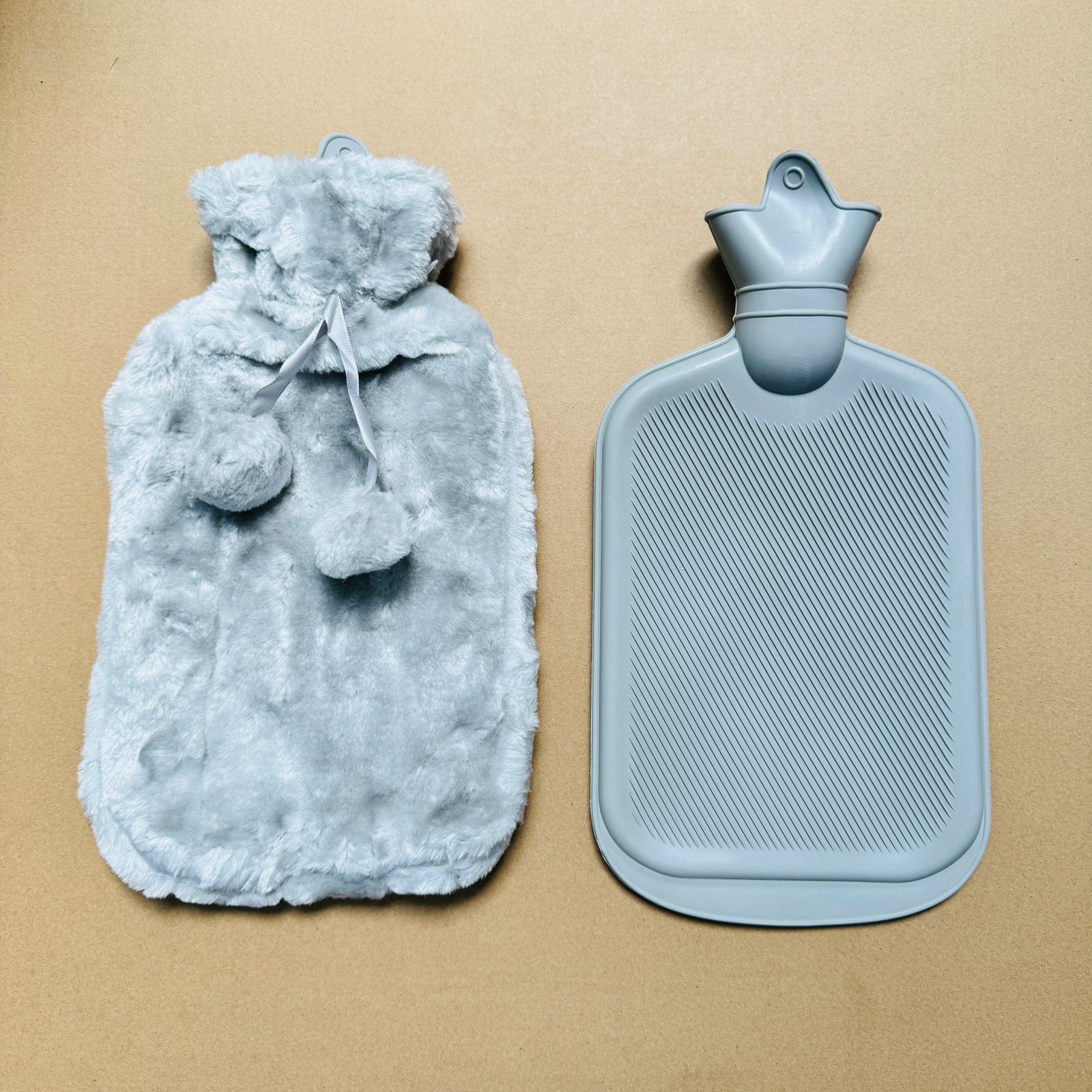 Hot Water Bottle with Fur Fleece Cover 2L