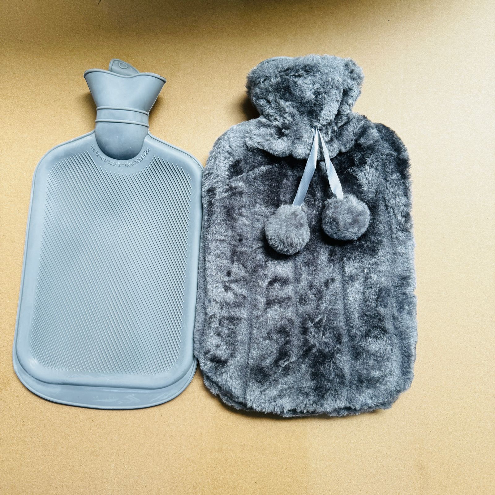 Hot Water Bottle with Fur Fleece Cover 2L