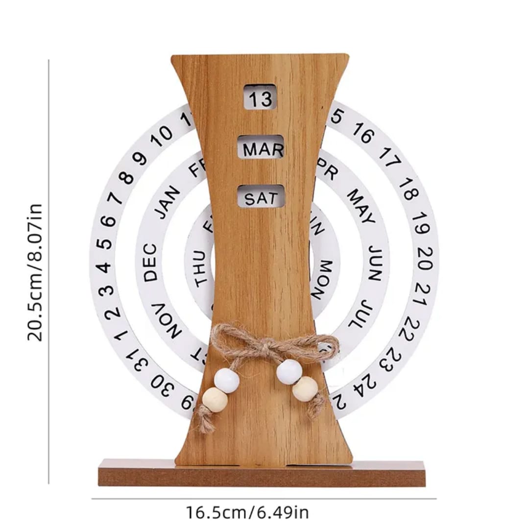 Wooden Creative Perpetual Calendar Home Decoration Office Desk Ornaments Manual Rotating Turntable Calendar.