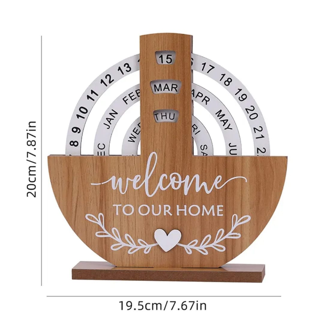 Wooden Creative Perpetual Calendar Home Decoration Office Desk Ornaments Manual Rotating Turntable Calendar.