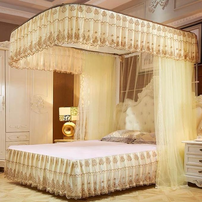 2 Stand Mosquito Net With Sliding Rails - Cream