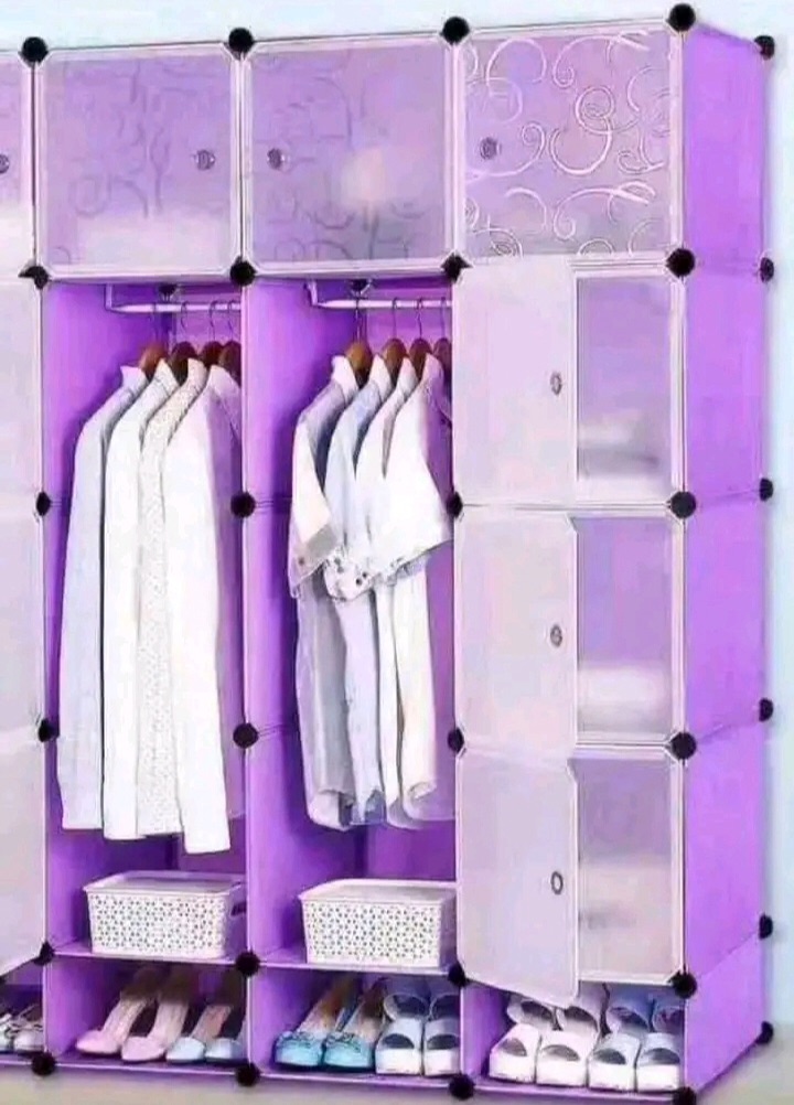 Portable 3 Column DIY Shoes Clothes Blue Purple Black Easy Asemble Portable Plastic Wardrobe