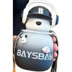 2026 Cute Cartoon Children's Plastic Water Bottles With Strap Straw 650ml Gradient Earphone Bear Water Bottle for Kids Student