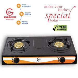 Eurochef Two Burners Gas Stove+ 6KG Gas Cooker Regulator + Pipe + Clips