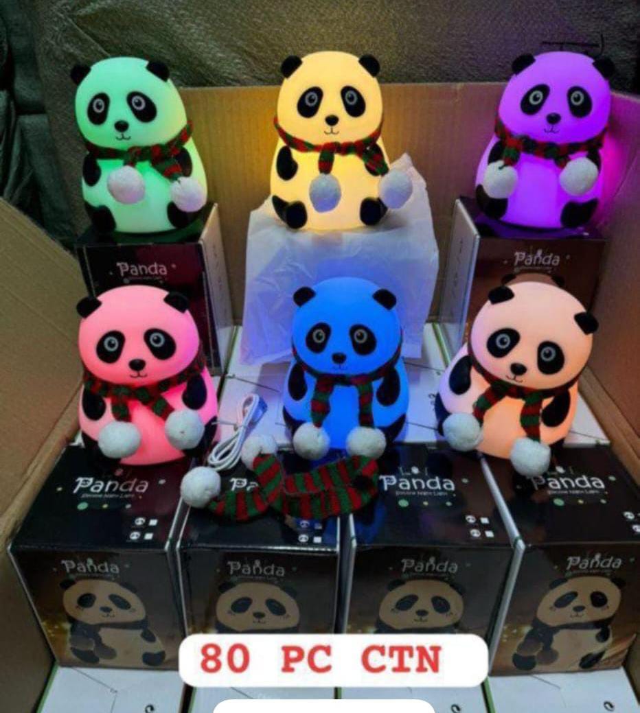 Panda Kids Night Silicone LED Bedside Lamp with Tap Sensor Control, 7-Color Changing & Rechargeable