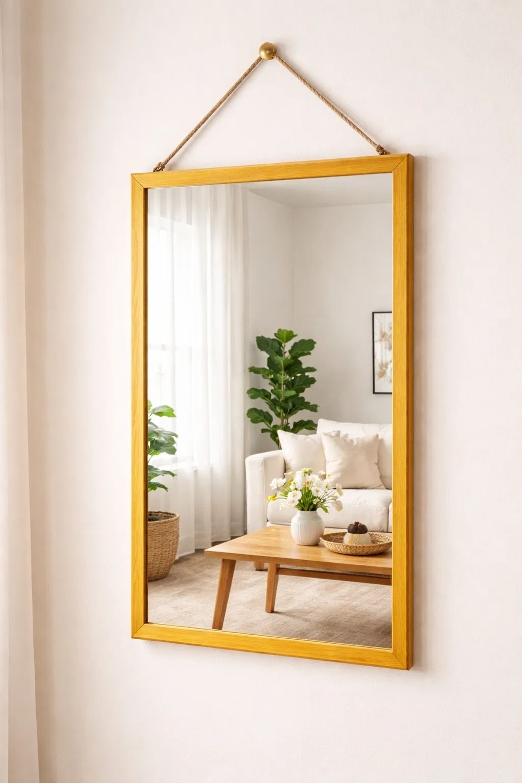 Modern Wall mirror Golden Wooden Frame Upgraded Full Length Wall Mirror 40×120cm Hanging Dressing Mirror Decorative Body Mirror for Bedroom Living Room Entryway