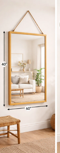 Modern Wall mirror Golden Wooden Frame Upgraded Full Length Wall Mirror 40×120cm Hanging Dressing Mirror Decorative Body Mirror for Bedroom Living Room Entryway