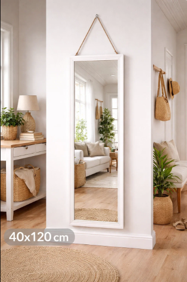 Modern Wall mirror Golden Wooden Frame Upgraded Full Length Wall Mirror 40×120cm Hanging Dressing Mirror Decorative Body Mirror for Bedroom Living Room Entryway