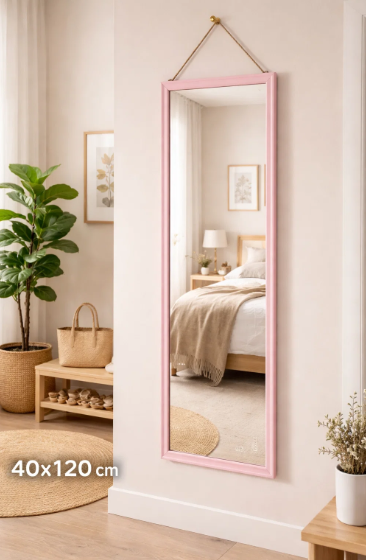 Modern Wall mirror Golden Wooden Frame Upgraded Full Length Wall Mirror 40×120cm Hanging Dressing Mirror Decorative Body Mirror for Bedroom Living Room Entryway