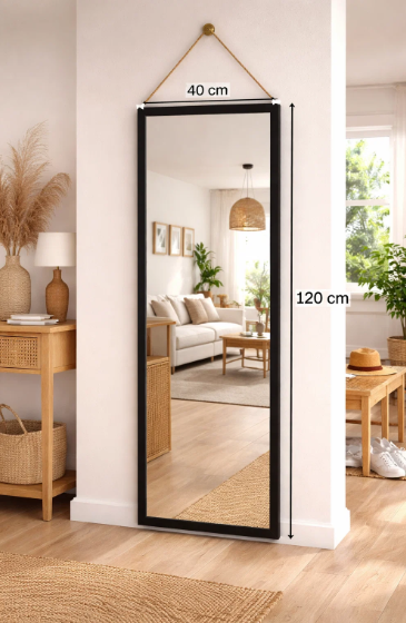 Modern Wall mirror Golden Wooden Frame Upgraded Full Length Wall Mirror 40×120cm Hanging Dressing Mirror Decorative Body Mirror for Bedroom Living Room Entryway