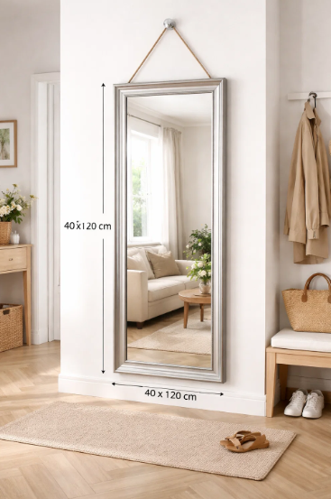 Modern Wall mirror Golden Wooden Frame Upgraded Full Length Wall Mirror 40×120cm Hanging Dressing Mirror Decorative Body Mirror for Bedroom Living Room Entryway