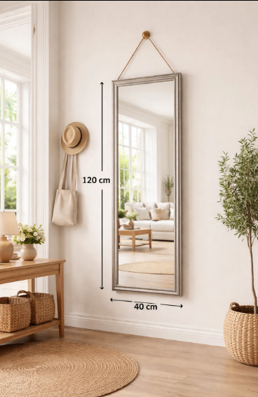 Modern Wall mirror Golden Wooden Frame Upgraded Full Length Wall Mirror 40×120cm Hanging Dressing Mirror Decorative Body Mirror for Bedroom Living Room Entryway