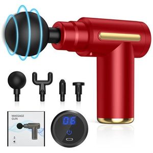 4 Heads Physiotherapy Massage Gun Rechargeable Deep Tissue Muscle Massager 6 Speed Electric Body Recovery Pain Relief Gun 4 Attachments Portable Fitness Massage Device