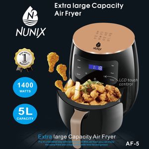 Nunix TurboCrisp Air Fryer Oil Free Cooker Fast Even Heating Electric Air Fryer 5L Capacity Healthy Cooking Kitchen Appliance Sleek Modern Design