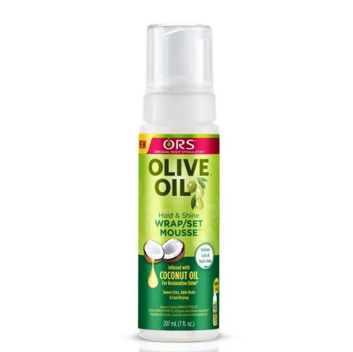 ORS Olive Oil Hold & Shine Wrap/Set Mousse with Coconut Oil Tames Frizz, twists and defines curls