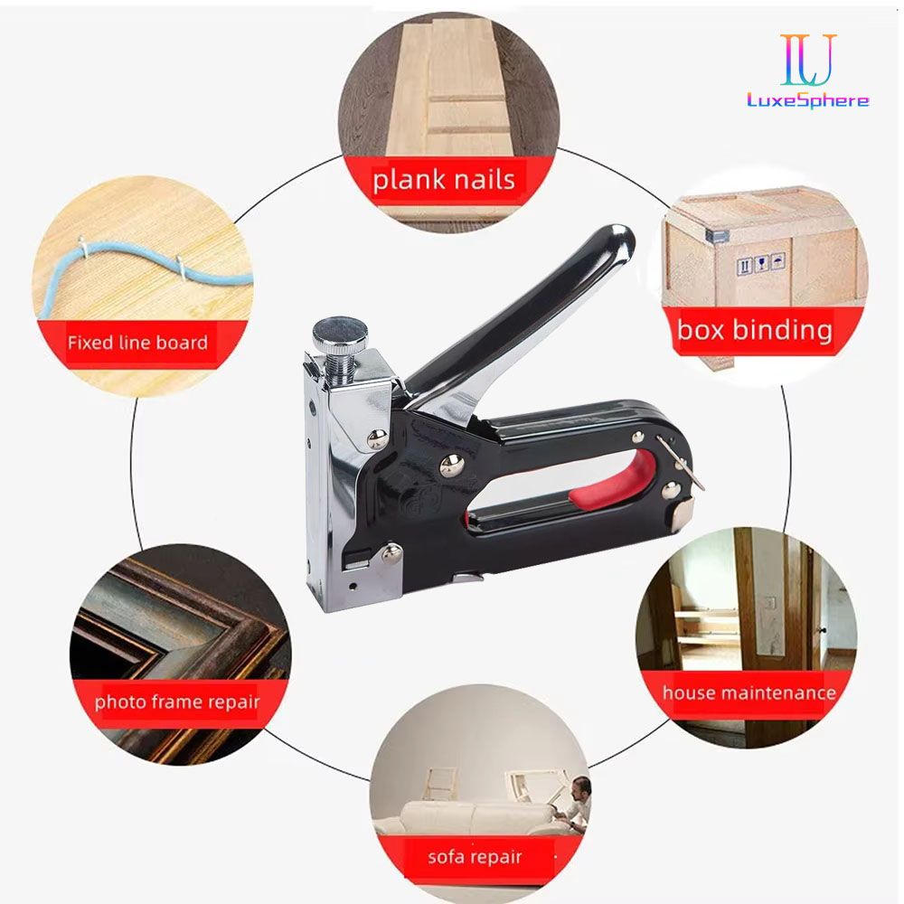 4 In 1 Manual Nail Guns With 3000 Staples, Upholstery Construction Stapler Gun Heavy Duty Staple Gun Stapler Tacker Manual nail Gun Family With Woodworking Photo Frame Advertising Cloth