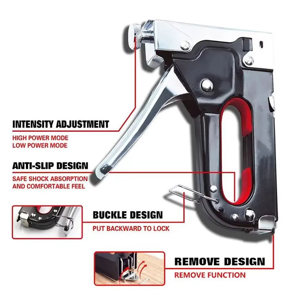 4 In 1 Manual Nail Guns With 3000 Staples, Upholstery Construction Stapler Gun Heavy Duty Staple Gun Stapler Tacker Manual nail Gun Family With Woodworking Photo Frame Advertising Cloth