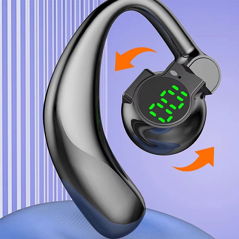 Bluetooth 5.4 Earphones Single Ear Earhooks Noise Cancelling Sports Headphones 360° Rotatable Wireless Earbud with Microphone