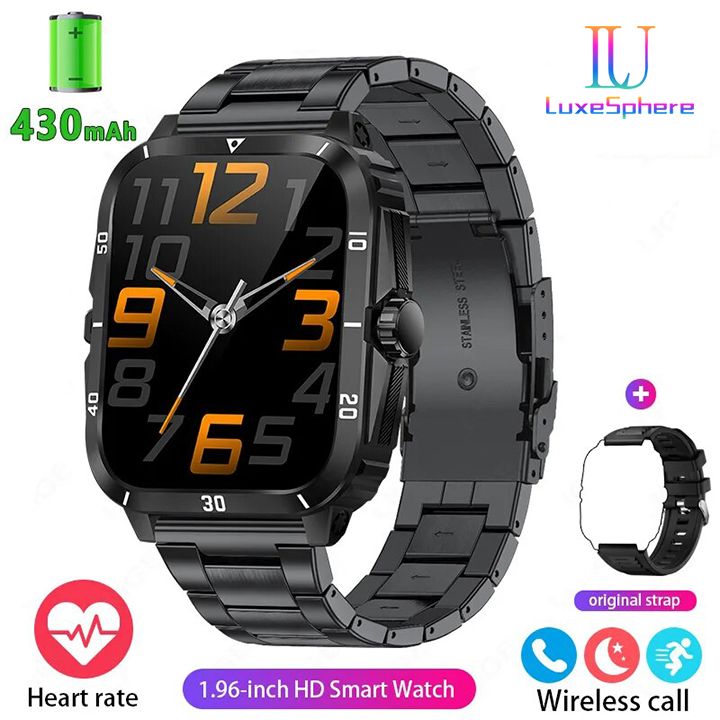 New Arrivals Smart Watch Men Bluetooth Call Wireless Wristwatch 1.96 Screen Smartwatch 100+Sport Waterproof Smartwatch Fitness Bracelet Heart Rate Blood Pressure Monitor Tracker Sports Smartwatch