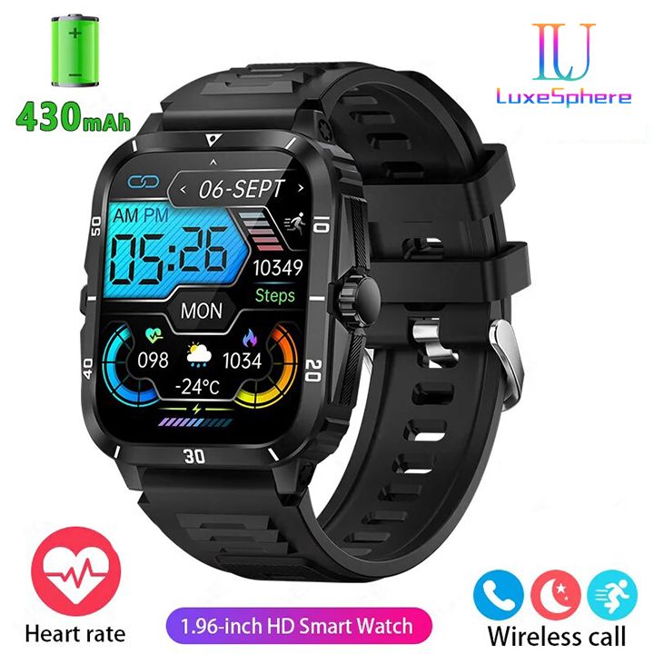 New Arrivals Smart Watch Men Bluetooth Call Wireless Wristwatch 1.96 Screen Smartwatch 100+Sport Waterproof Smartwatch Fitness Bracelet Heart Rate Blood Pressure Monitor Tracker Sports Smartwatch