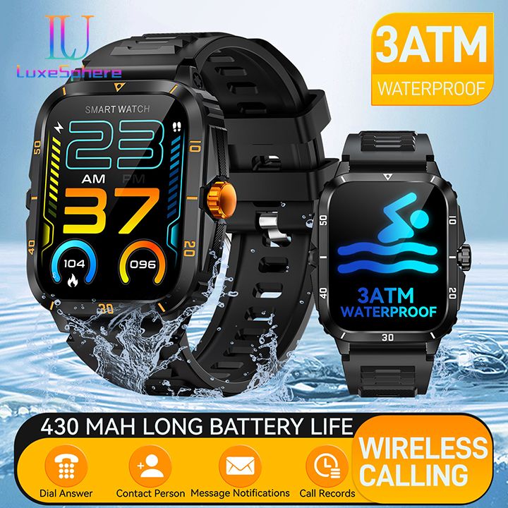 New Arrivals Smart Watch Men Bluetooth Call Wireless Wristwatch 1.96 Screen Smartwatch 100+Sport Waterproof Smartwatch Fitness Bracelet Heart Rate Blood Pressure Monitor Tracker Sports Smartwatch