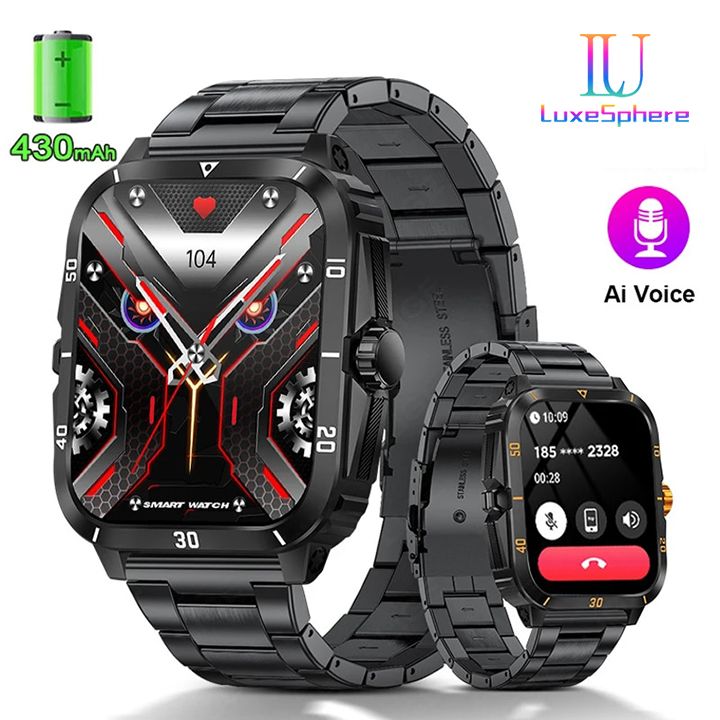 New Arrivals Smart Watch Men Bluetooth Call Wireless Wristwatch 1.96 Screen Smartwatch 100+Sport Waterproof Smartwatch Fitness Bracelet Heart Rate Blood Pressure Monitor Tracker Sports Smartwatch