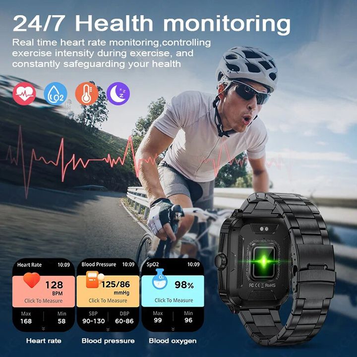 New Arrivals Smart Watch Men Bluetooth Call Wireless Wristwatch 1.96 Screen Smartwatch 100+Sport Waterproof Smartwatch Fitness Bracelet Heart Rate Blood Pressure Monitor Tracker Sports Smartwatch