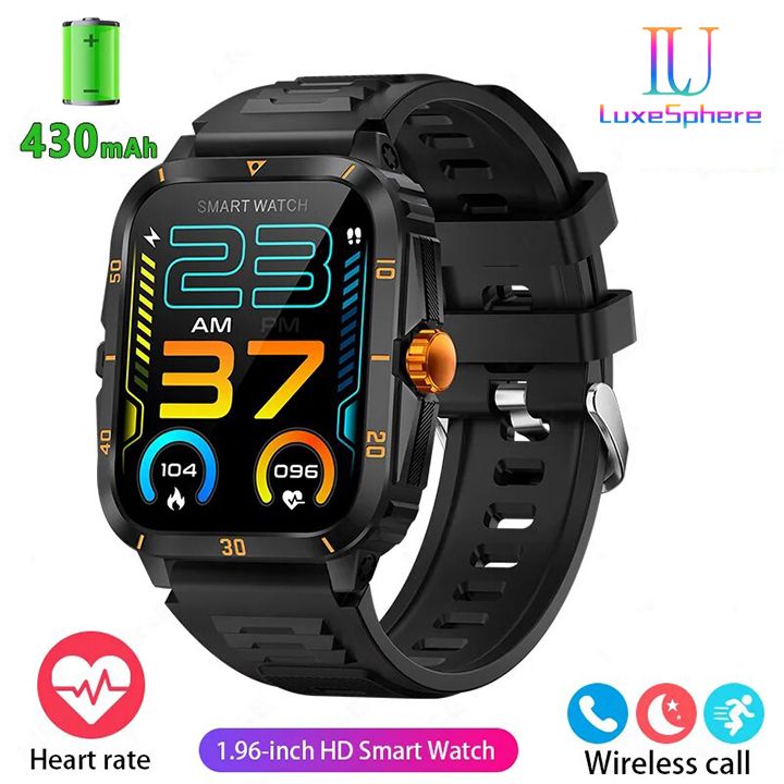 New Arrivals Smart Watch Men Bluetooth Call Wireless Wristwatch 1.96 Screen Smartwatch 100+Sport Waterproof Smartwatch Fitness Bracelet Heart Rate Blood Pressure Monitor Tracker Sports Smartwatch