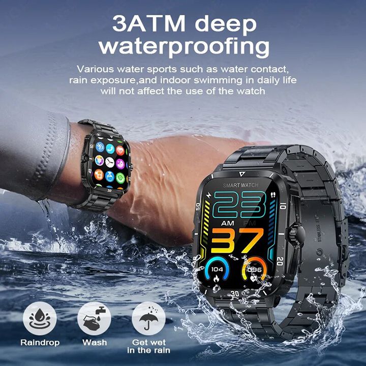 New Arrivals Smart Watch Men Bluetooth Call Wireless Wristwatch 1.96 Screen Smartwatch 100+Sport Waterproof Smartwatch Fitness Bracelet Heart Rate Blood Pressure Monitor Tracker Sports Smartwatch