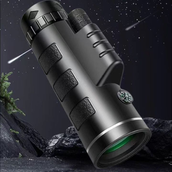 New Arrivals 40X60 HD Professional Telescope Monocular Compass Night Powerful Binoculars Waterproof Mini Pocket Zoom with Smartphone Hunting Camping Outdoor Watching Travelling