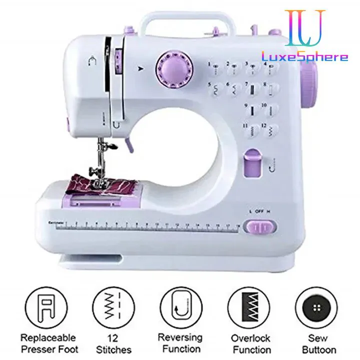 Household electric multifunctional sewing machine,  12-pin Foot Pedal Double Thread Ironing Pressing & Adjustable Speed, Fully Automatic With Lock Edge, Desktop Handheld Small Sewing Machine