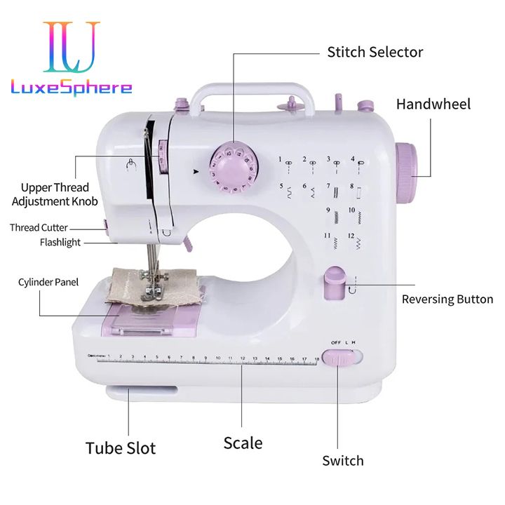 Household electric multifunctional sewing machine,  12-pin Foot Pedal Double Thread Ironing Pressing & Adjustable Speed, Fully Automatic With Lock Edge, Desktop Handheld Small Sewing Machine