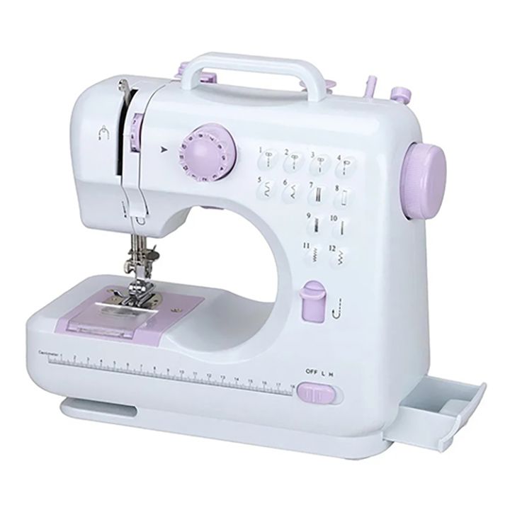 Household electric multifunctional sewing machine,  12-pin Foot Pedal Double Thread Ironing Pressing & Adjustable Speed, Fully Automatic With Lock Edge, Desktop Handheld Small Sewing Machine