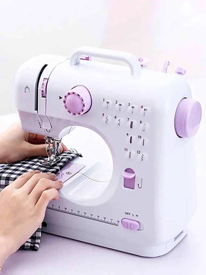 Household electric multifunctional sewing machine,  12-pin Foot Pedal Double Thread Ironing Pressing & Adjustable Speed, Fully Automatic With Lock Edge, Desktop Handheld Small Sewing Machine